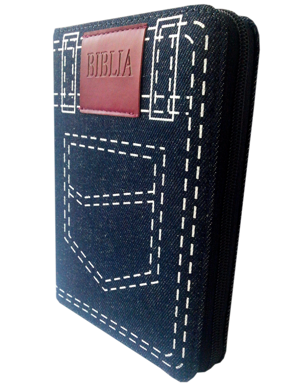 Biblia de buzunar, cu coperta textila - de blugi