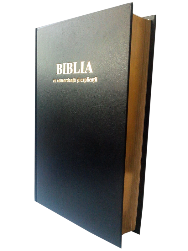 Biblie cu concordanta si explicatii, marime mare, coperta cartonata, aurita, cuv. lui Isus cu rosu [CO 77 CT]