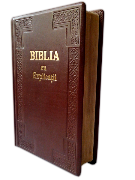 Biblia Handmade, mare, cu concordanta si explicatii, piele, maro, aurita, cuv. lui Isus cu rosu [CO 77 HM]