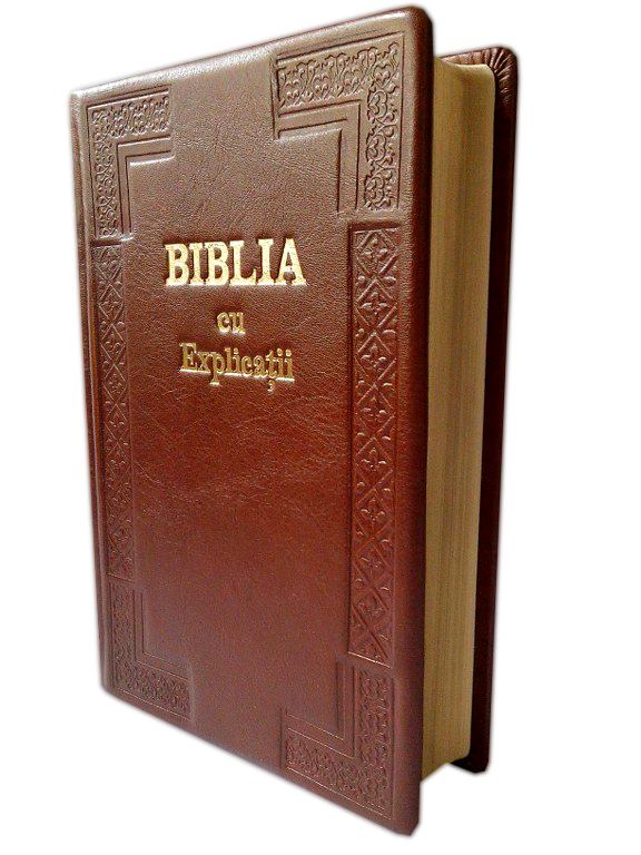 Biblia Handmade, mare, cu concordanta si explicatii, piele, visinie, aurita, cu cruce, cuv. lui Isus cu rosu [CO 77 HM]