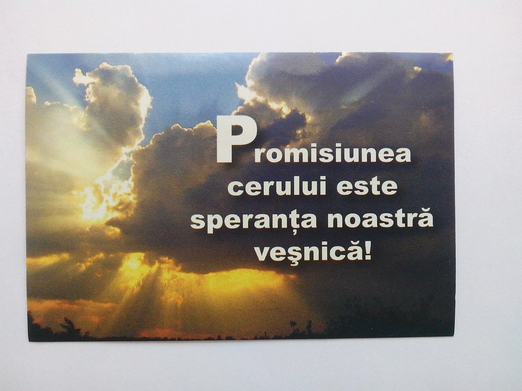 Card cu maxime - Promisiunea Cerului este speranta noastra vesnica Card cu maxime - Promisiunea Cerului este speranta noastra vesnica