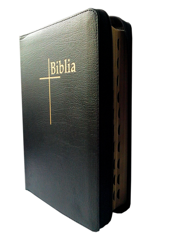 Biblia Thompson, mare, din piele, cu fermoar, margini aurii, cu index, neagra Biblia Thompson, mare, din piele, cu fermoar, margini aurii, cu index, neagra