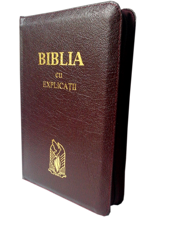 Biblia de lux, cu explicatii, concordanta, piele, visinie, fermoar, margini aurite [CO 77 ZT]