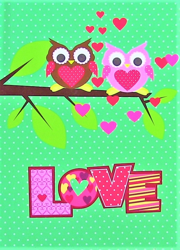 Carnetel A6, verde, bufnite - LOVE Carnetel A6, verde, bufnite - LOVE