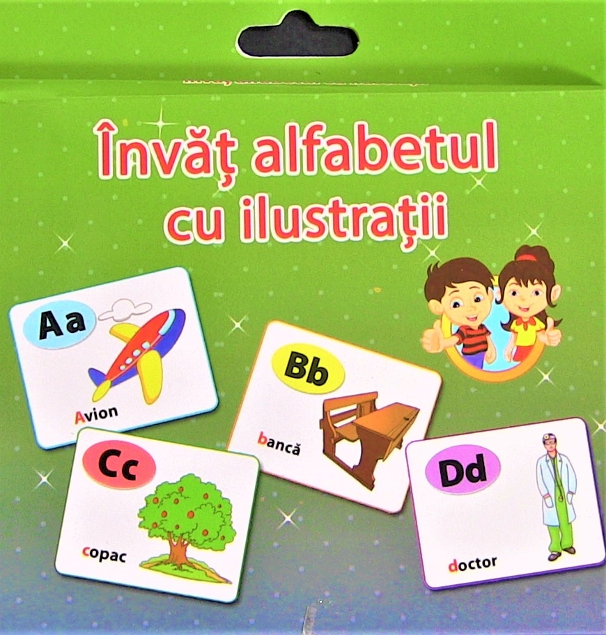 Carti de joc Educative - Invat ALFABETUL cu ilustratii (12x15cm)