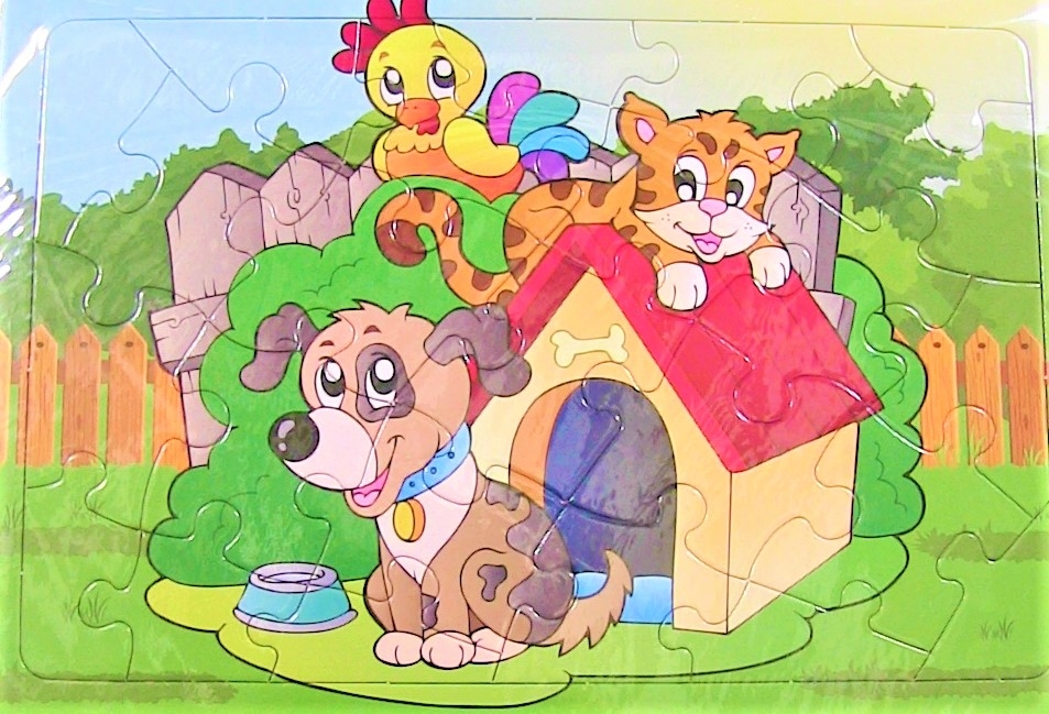 Puzzle - Caine, pisica, cocos - 24 piese - Activitati pentru copii (3+) Puzzle - Caine, pisica, cocos - 24 piese - Activitati pentru copii (3+)