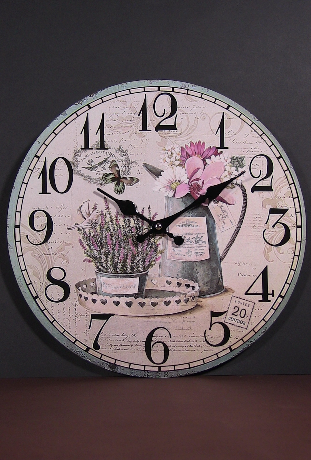 Ceas de perete rotund din lemn - Lavanda (34cm)