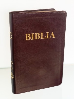 Biblia mare, imitatie piele, scris mare, maro inchis, aurita, fara fermoar, trad. Cornilescu [SB 073]