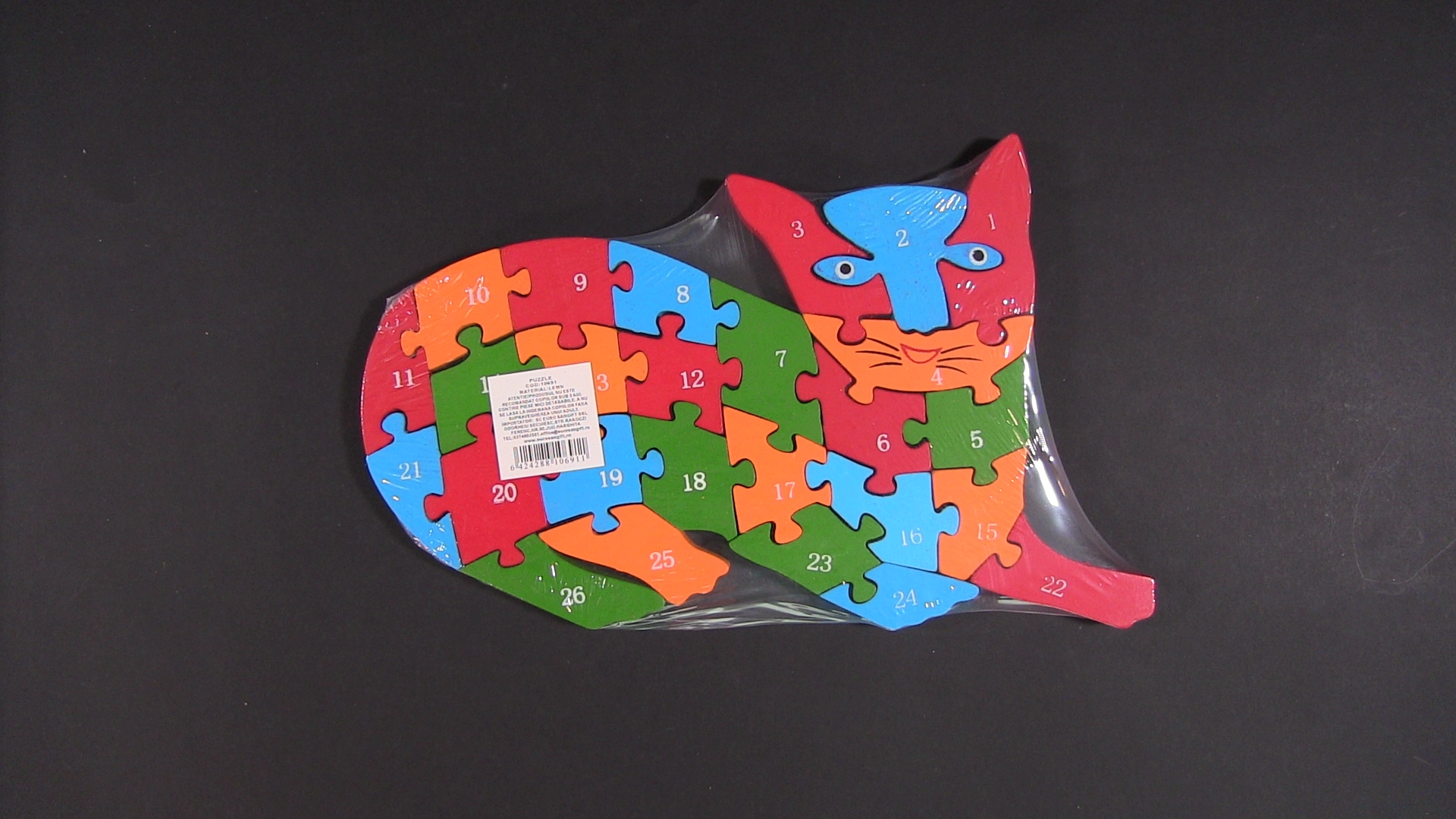 Jucarii din lemn -  Puzzle Pisica