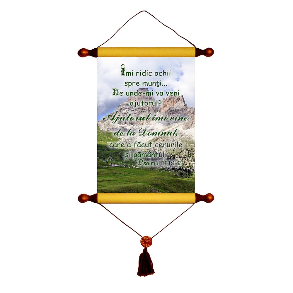 Papirus A4 vintage - Imi ridic ochii spre munti (Ps. 121:1-2)