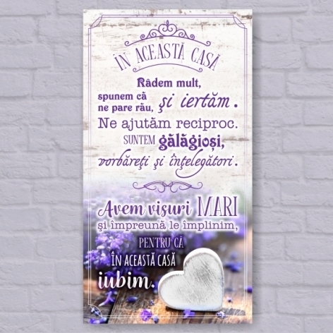 Tablou motivational   (50x27cm) -  In aceasta casa Tablou motivational   (50x27cm) -  In aceasta casa