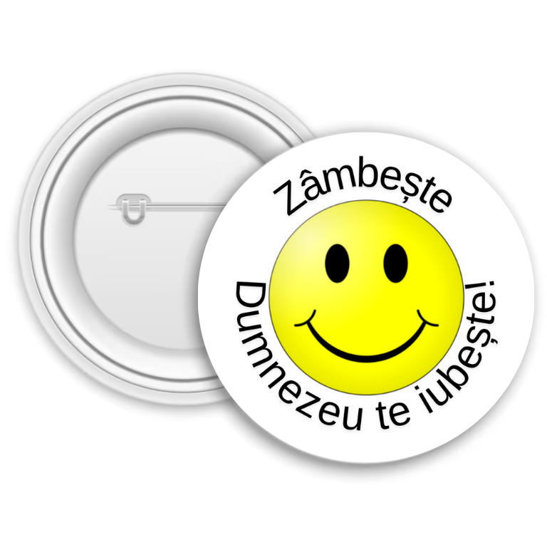 Insignă metalică personalizată cu nume – Zâmbește
