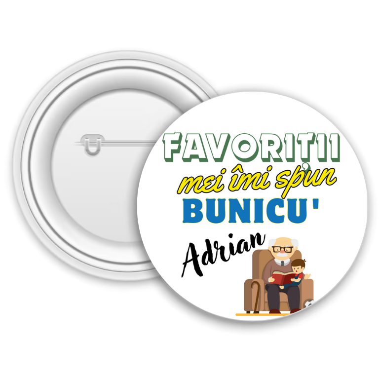 Insigna metalica personalizata cu nume – Bunici