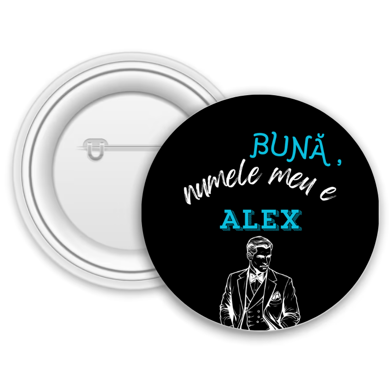 Insignă metalică personalizată cu nume Insignă metalică personalizată cu nume