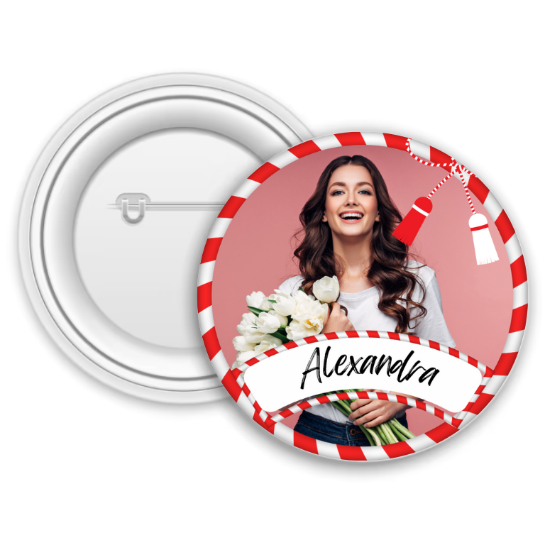 Insignă metalică personalizată cu poză și nume – 1 Martie