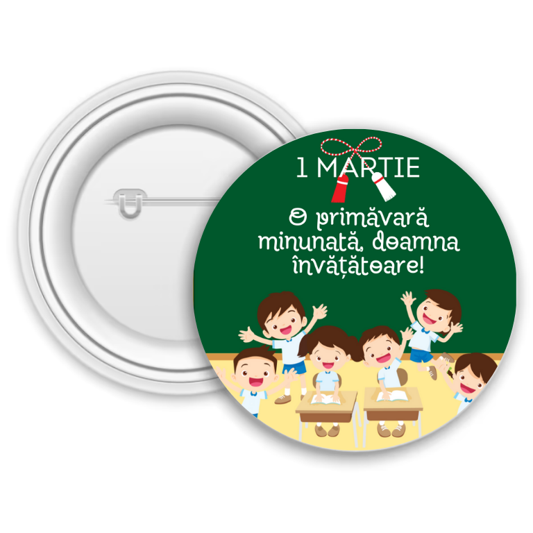 Insignă metalică personalizată pentru învățătoare – 1 Martie Insignă metalică personalizată pentru învățătoare – 1 Martie