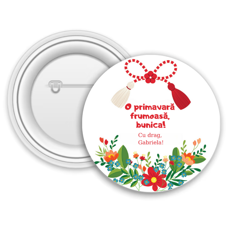 Insignă metalică personalizată cu nume pentru bunica – 1 Martie Insignă metalică personalizată cu nume pentru bunica – 1 Martie