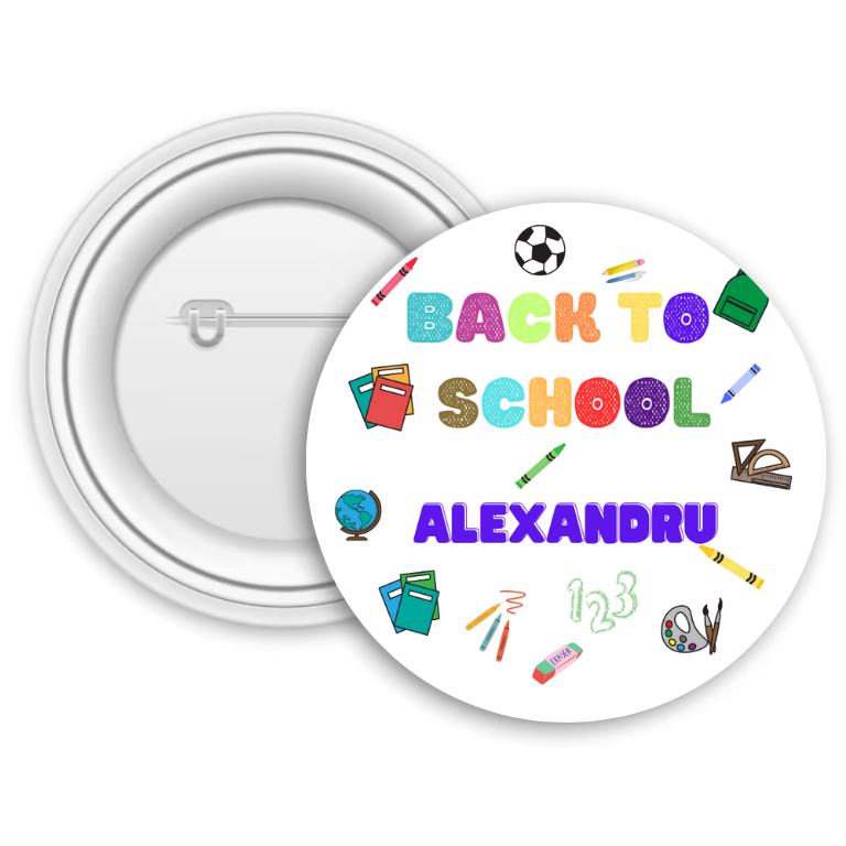 Insignă personalizată pentru copii cu nume – Back to school