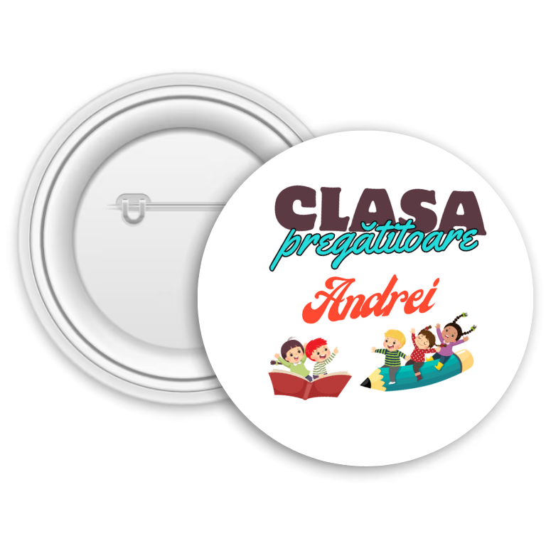 Insignă personalizată pentru copii cu nume – Școală