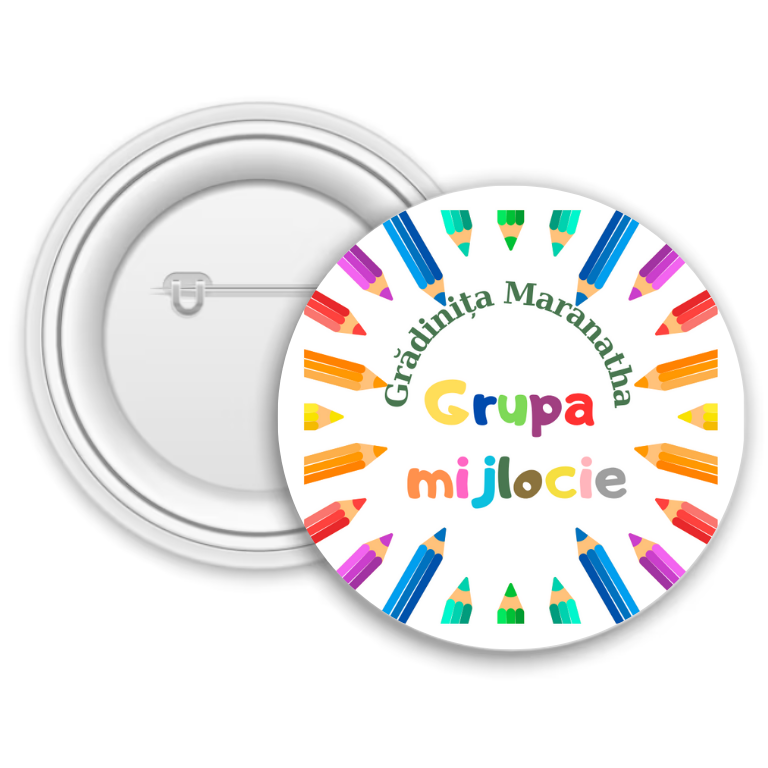 Insignă personalizată pentru copii cu nume și text – Grădiniță Insignă personalizată pentru copii cu nume și text – Grădiniță
