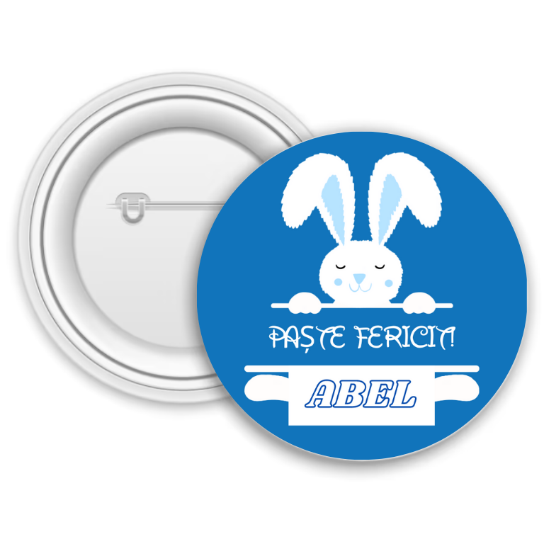 Insignă metalică personalizată cu nume pentru băieți – Paște fericit!