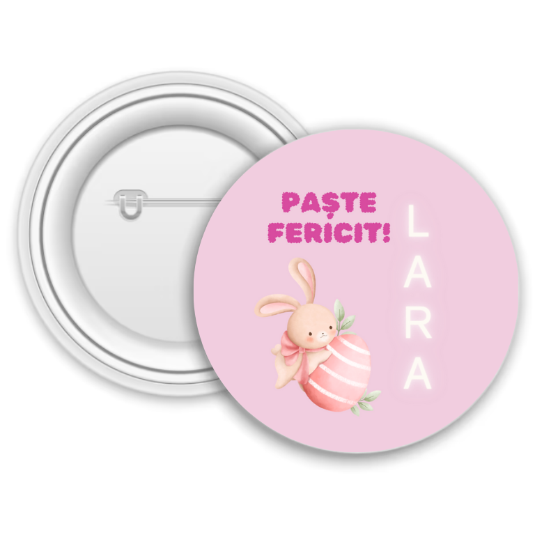 Insignă metalică personalizată cu nume – Paște fericit!