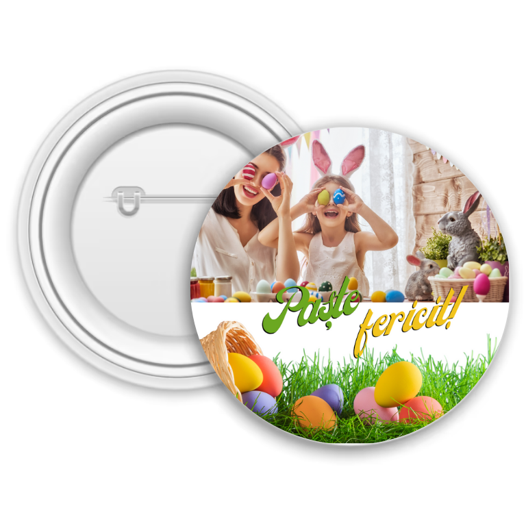 Insignă metalică personalizată cu poză – Paște