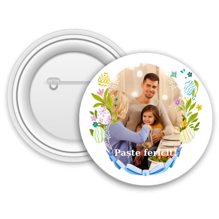 Insignă metalică personalizată cu poză pentru Paște
