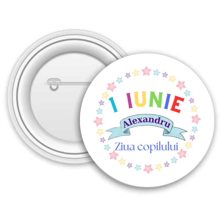 Insignă personalizată pentru copii cu nume – 1 Iunie
