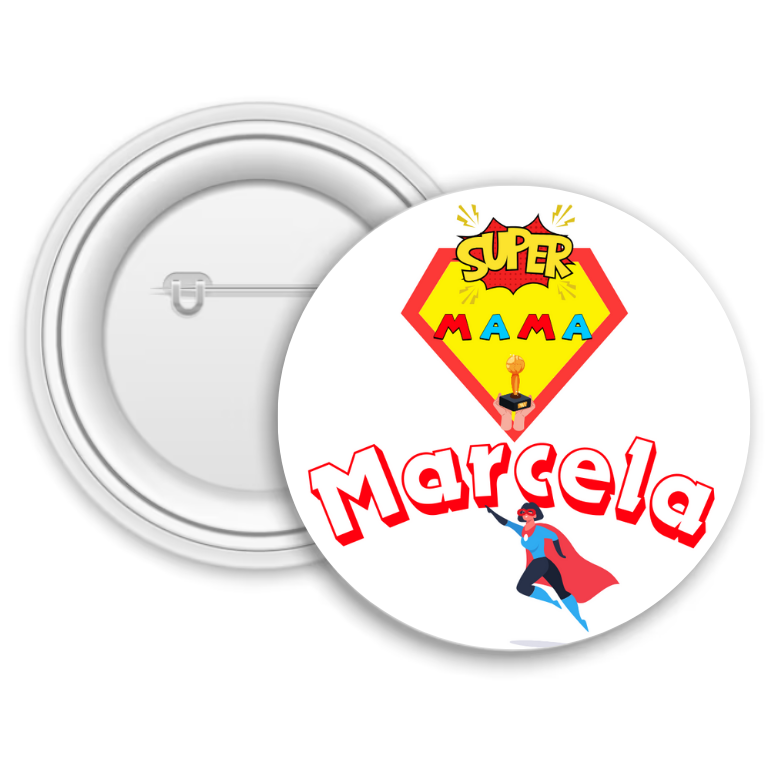Insignă metalică personalizată cu nume – Super mama