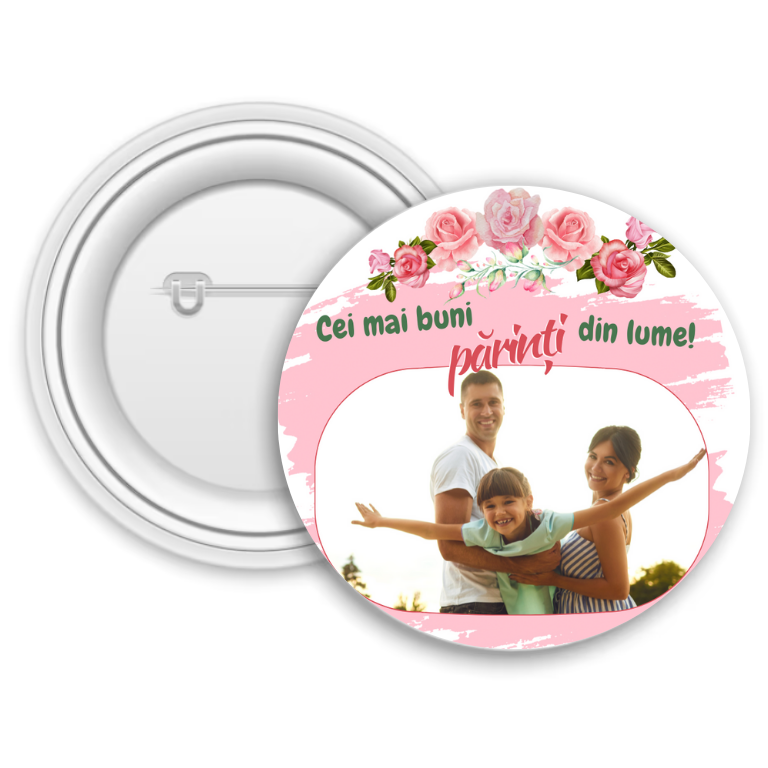 Insignă metalică personalizată cu poză – Cei mai buni părinți