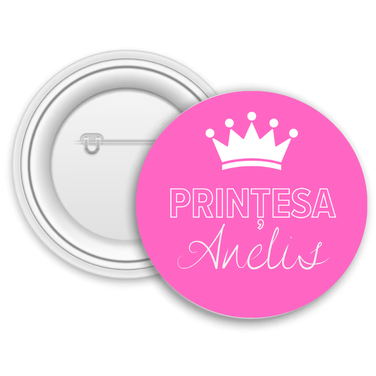 Insignă metalică personalizată cu nume – Prințesa
