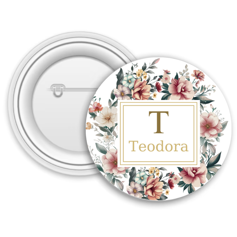 Insignă metalică personalizată cu nume și inițială Insignă metalică personalizată cu nume și inițială