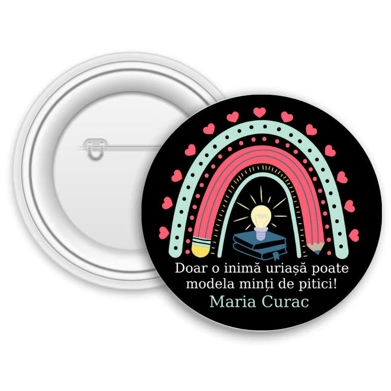 Insignă metalică personalizată cu nume – Învățătoare