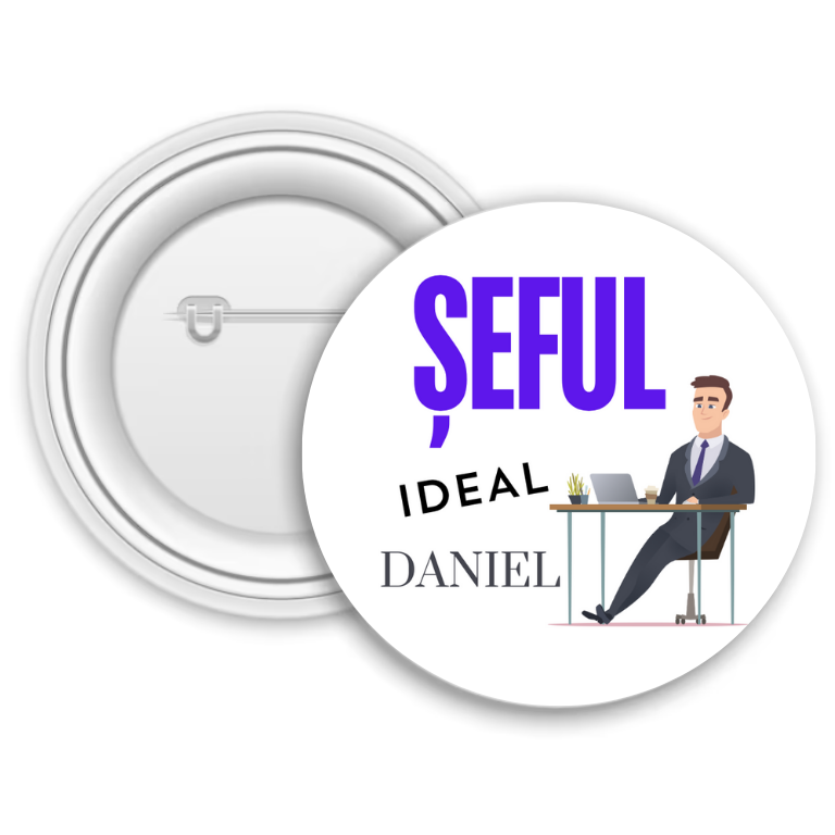 Insignă metalică personalizată cu nume – Șeful ideal