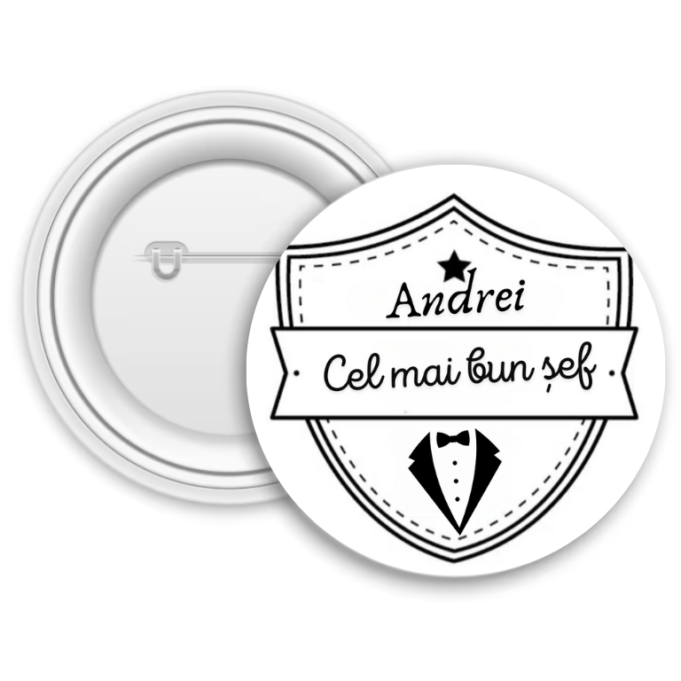 Insignă metalică personalizată cu nume – Cel mai bun șef