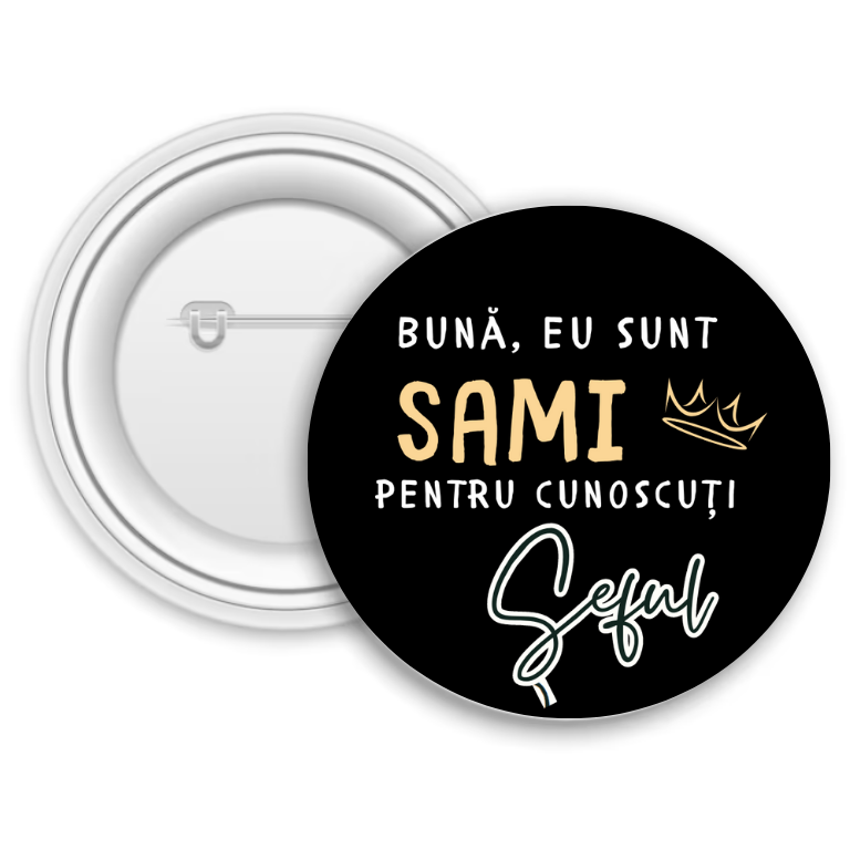 Insignă metalică personalizată cu nume – Șeful