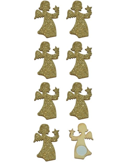 Autocolante decorative de Craciun - Ingeri din lemn, aurii, 8 buc. Autocolante decorative de Craciun - Ingeri din lemn, aurii, 8 buc.