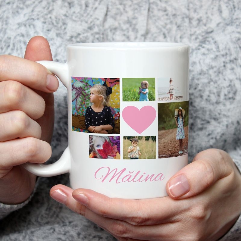 Cană personalizată cu 6 poze si nume – Fată Cană personalizată cu 6 poze si nume – Fată
