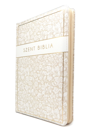 Szent Biblia, Nagy, Növénymintás, Cipzáros, Károli Gáspár Forditása - Biblia in limba maghiara, mare, piele, model floral, fermoar, index [073 PF]