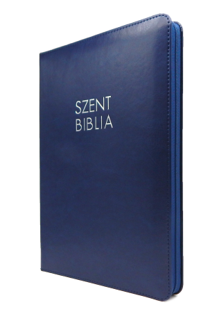 Szent Biblia, Nagy, Sötétkék, Cipzáros, Károli Gáspár Forditása - Biblia in limba maghiara, mare, piele, fermoar, index [073 PF]