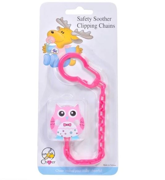 Lant pentru suzeta cu clip, roz - Bufnita Lant pentru suzeta cu clip, roz - Bufnita