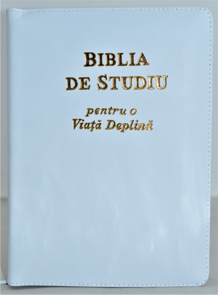 Biblia de studiu pentru o viata deplina, cu concordanta si explicatiii, fermoar, culoare alba, index, margini albe Biblia de studiu pentru o viata deplina, cu concordanta si explicatiii, fermoar, culoare alba, index, margini albe