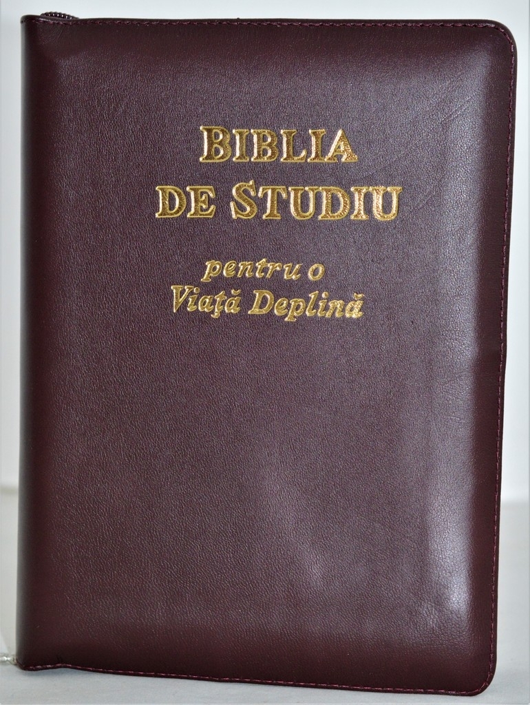 Biblia de studiu pentru o viata deplina, cu concordanta si explicatiii, fermoar, culoare visiniu inchis, index, margini albe Biblia de studiu pentru o viata deplina, cu concordanta si explicatiii, fermoar, culoare visiniu inchis, index, margini albe