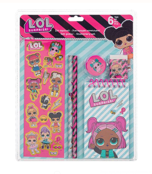 Set Scolar cu autocolante, 6 piese - LOL (Rechizite pentru scoala) Set Scolar cu autocolante, 6 piese - LOL (Rechizite pentru scoala)