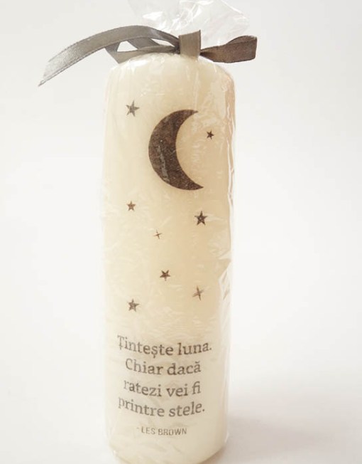 Lumanare cu mesaj crestin - Tinteste luna (15cm) Lumanare cu mesaj crestin - Tinteste luna (15cm)