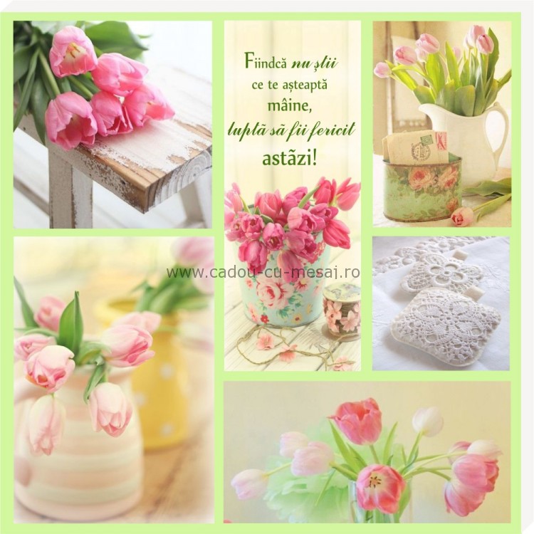 Tablou colaj vintage - Luptă să fii fericit astăzi (30x30 cm) Tablou colaj vintage - Luptă să fii fericit astăzi (30x30 cm)