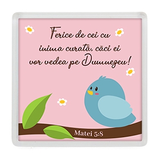 Magnet de frigider - Verset: "Ferice de cei cu inima curată, căci ei vor vedea pe Dumnezeu!" Matei 5:8 [44]