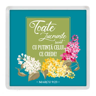 Magnet de frigider - Verset:  "Toate lucrurile sunt cu putinţă celui ce crede!" Marcu 9:23   [03]