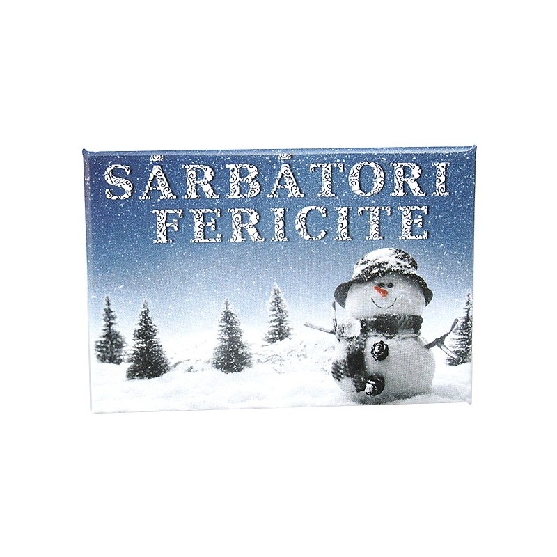 Magnet placuta - Sarbatori fericite - om de zapada Magnet placuta - Sarbatori fericite - om de zapada